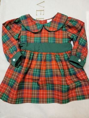 NWOT Stitchy Fish Red Green Tartan Plaid Christmas Dress Sz 2T